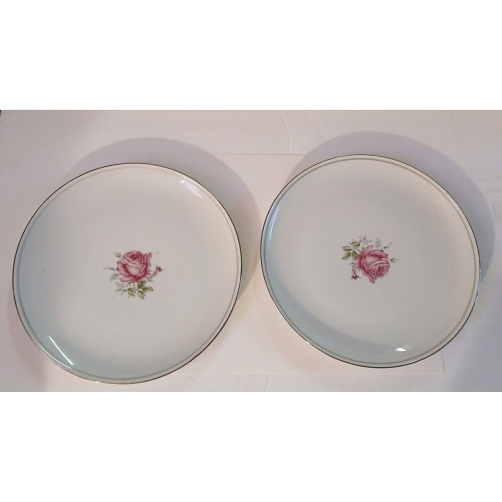 Set of 2 Vintage Imperial Rose Fine China Dinner Plates